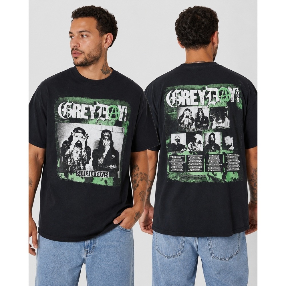 $uicideboy$ Greyday 2025 Tour G59‎ Scrim Hip-Hop Graphic T-Shirt Black Men's XL